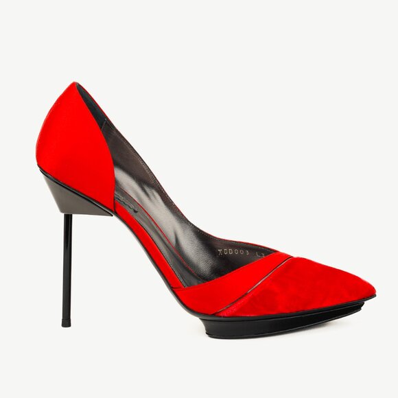 Giorgio Armani Rosso Velvet & Satin D'Orsay Heels - Picture 1 of 12